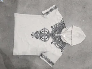 Camisa con Capucha de Manga Corta Estampado Runa Vintage Hombre Lino Verano Top Casual