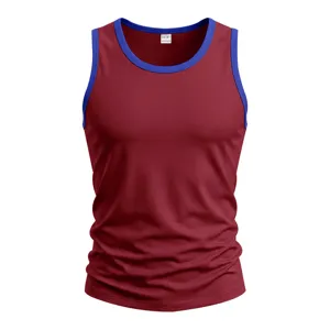 Heren contrast kleur gym fitness tanktop, sneldrogend elastisch sportshirt mouwloos voor training.