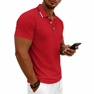 Men's short sleeve polo shirt casual business summer golf red breathable top apparel
