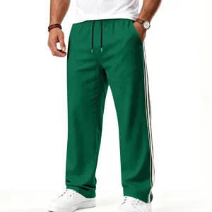 Pantalon de survetement de sport decontracté ample pour homme avec cordon et bandes