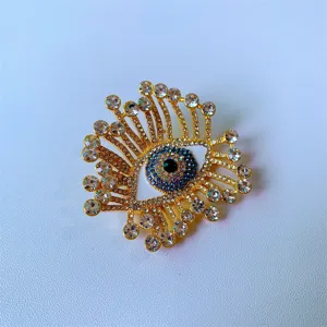 Vintage Mauvais Œil Strass Broche Bague Plaqué Or Déclaration Œil Bijoux Cadeau Neuf
