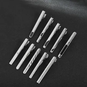 Men's Business Tie Clip Alloy Metal Minimalist Tie Pin Rhinestone Stripe Geometric Tie Claps Wedding Formal Suit Jewelry Gift