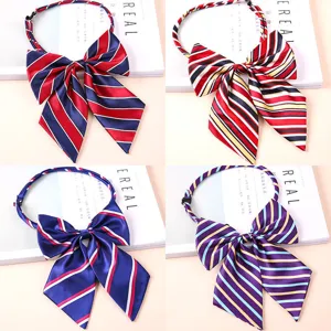 Women Professional Uniform Bow Tie Flight Attendant Hotel Bank Workwear Ribbon Bowknot Decorative Collar Flower