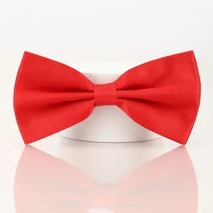 Nœud papillon rouge classique en satin double couche pour costume de mariage pour homme