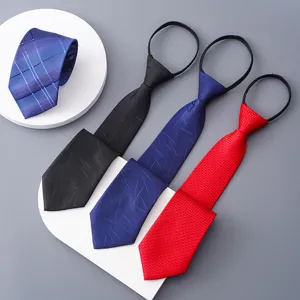Men women lazy zipper tie business formal suit necktie black blue red office work wear