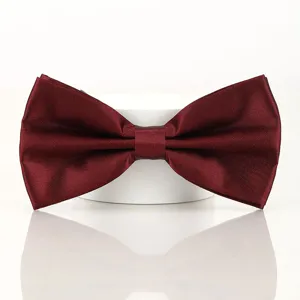Nœud papillon bordeaux double couche pour hommes, idéal pour les mariages et costumes formels.