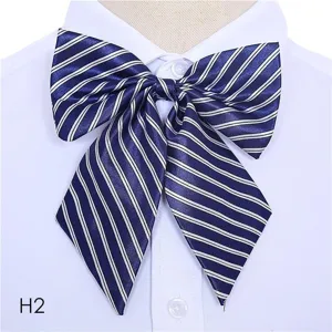 Ruban de nœud papillon professionnel pour femmes rayé élégant accessoire de chemise de bureau