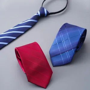 Detailed view of professional men business ties, featuring stylish striped and plaid patterns.