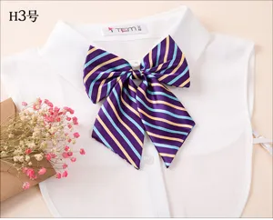 Professional striped women uniform bowtie collar accessory for hotel airline banking work.