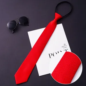 Red zipper tie for men business formal wear easy pull wedding groom suit necktie detail