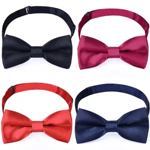Nœud Papillon Uni pour Enfants en Polyester Couleur Unie Cravate Réglable pour Garçons Filles Uniforme Scolaire Performance Scène Fête Accessoires