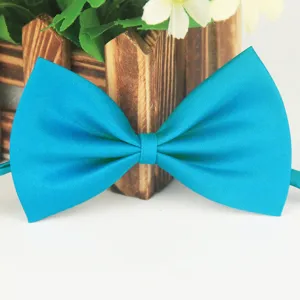 Vista dettagliata del farfallino blu per bambini per uniforme scolastica e abbigliamento.