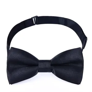 Noeud papillon noir pour enfants, accessoire réglable uni pour fête, spectacle et quotidien.