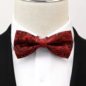 Nœud papillon bordeaux homme mariage marié vue détail, accessoire élégant motif cachemire.