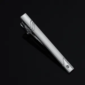 Minimalist silver tie clip for men, classic formal business accessory with wave design.