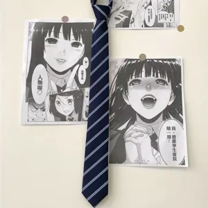 Japanese style school uniform stripe tie classic dark blue necktie for JK DK daily wear details