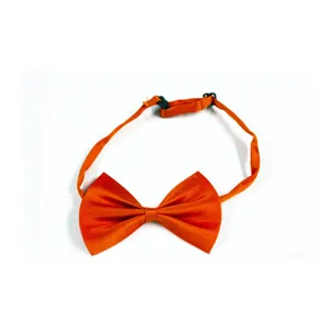Détail de nœud papillon orange, montrant un tissu lisse et une sangle réglable pour hommes.