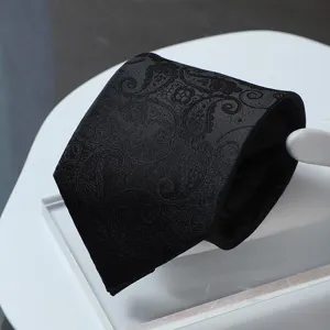 Men Black Paisley Silk Tie Classic Business Formal Necktie 8cm Wedding Suit Accessory