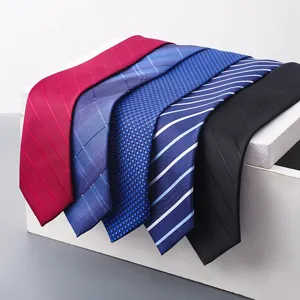 Classic Mens Business Necktie Jacquard Woven Striped Neck Ties For Wedding Formal Suit Career Office Wear