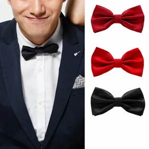 Herren Fliege klassisch doppellagig Hochzeit Anzug schwarz und rot Zubehör Modelle