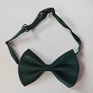 Nœud papillon vert foncé vue détaillée, cravate réglable classique pour costume.