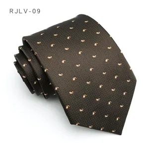 Cravatta classica marrone con motivo cachemire da uomo, elegante cravatta con zip da sposa.