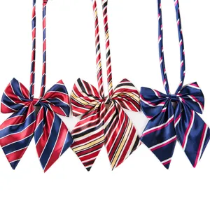 Professional striped uniform bowtie for women, elegant shirt collar decoration and accessories.
