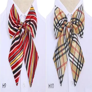 Women uniform bow tie professional business formal wear stylish striped and plaid collar bow
