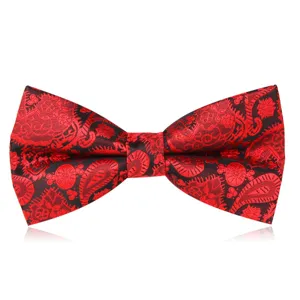 Men red black paisley bow tie wedding groom formal suit tuxedo party neckwear accessory