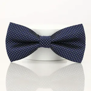 Classic navy blue men's bow tie with white pattern elegant wedding suit accessory