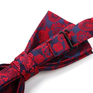 Burgundy mens formal bow tie paisley pattern wedding suit accessory adjustable strap