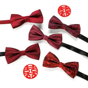 Nœud Papillon Classique en Polyester pour Hommes Motif Jacquard Costume de Mariage Formel pour Marié et Témoins Cou ajustable