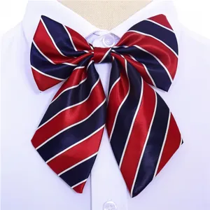 Women uniform bow tie red blue striped business formal neckwear professional ribbon bow