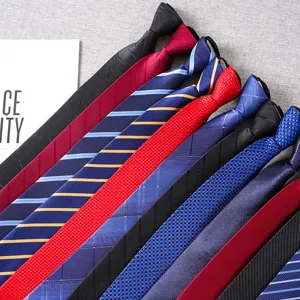 Men's zipper tie casual lazy necktie business formal wear black blue red neckties set