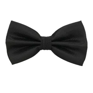 Classic black textured men's bow tie for weddings, formal events, and groomsmen wear.