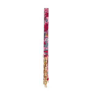 Modieuze Nylon Jacquard Tasriem Met Grobe Metalen Ketting Splitsing Crossbody Schouderriem Vervanging Voor Dames Tassen Accessoires
