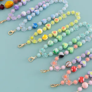 Handgemachte Acryl Perle In Perle Herz Blumen Handykette Für Damen Kreativ Süß Taschengurt Charm Anti Verlust Handgelenk Lanyard