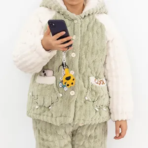 Cute plush pajamas set with creative cat paw and lovely bicycle keychain charm detail.