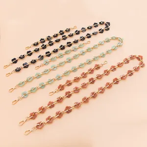 Acrylic flower metal chain strap for DIY bags and phone charms, multi-color stylish accessory.