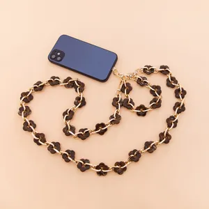 Acrylic flower phone chain metal strap stylish accessory for bags and smartphones