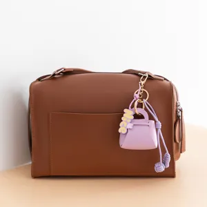 PU leather mini bag keychain coin purse cute handbag charm with key ring and nice pendant