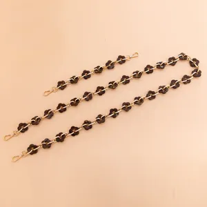 Acrylic flower bag strap and phone chain, stylish DIY metal and dark floral accessory for purses.