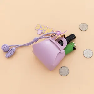 Mini Bag Keychain PU Leather Coin Purse Bag Pendant for Women Nice Letter Charm Key Ring Purse Decoration