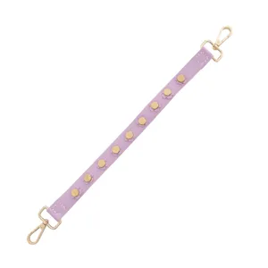 Courroie de sac en cuir PU violet avec rivets de fleurs dorées sangle de rechange chic