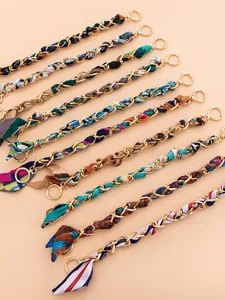 Moda Cadena de Metal de Aluminio Envuelto en Bufanda Correa de Bolso Mango Reemplazo Corto Llavero para Bolsos Mujer Joyería