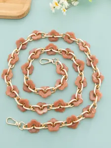 Acrylic flower bag strap and phone chain, stylish pink floral links with gold hardware for DIY purses.