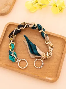 Cadena de bolso de metal con pañuelo de seda asa corta de repuesto para cartera bolso.