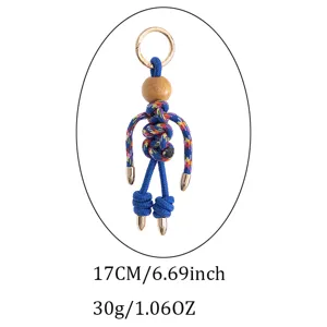 Handmade rope woven scarecrow puppet keychain and bag pendant accessory cute quirky doll.