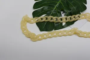 Yellow acrylic bag chain strap, stylish resin interlocking links accessory for shoulder purses.