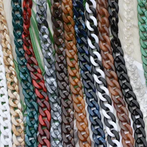 Acrylic bag chain detail, colorful resin strap replacement links for DIY purses and handbags